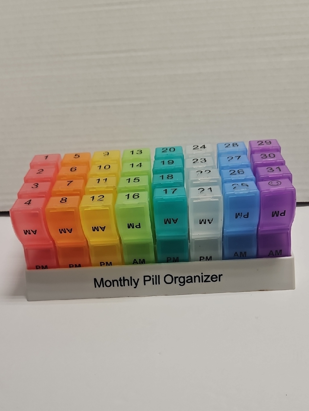 Monthly Pill Organizer - Rainbow Daily AM/PM Medication Box